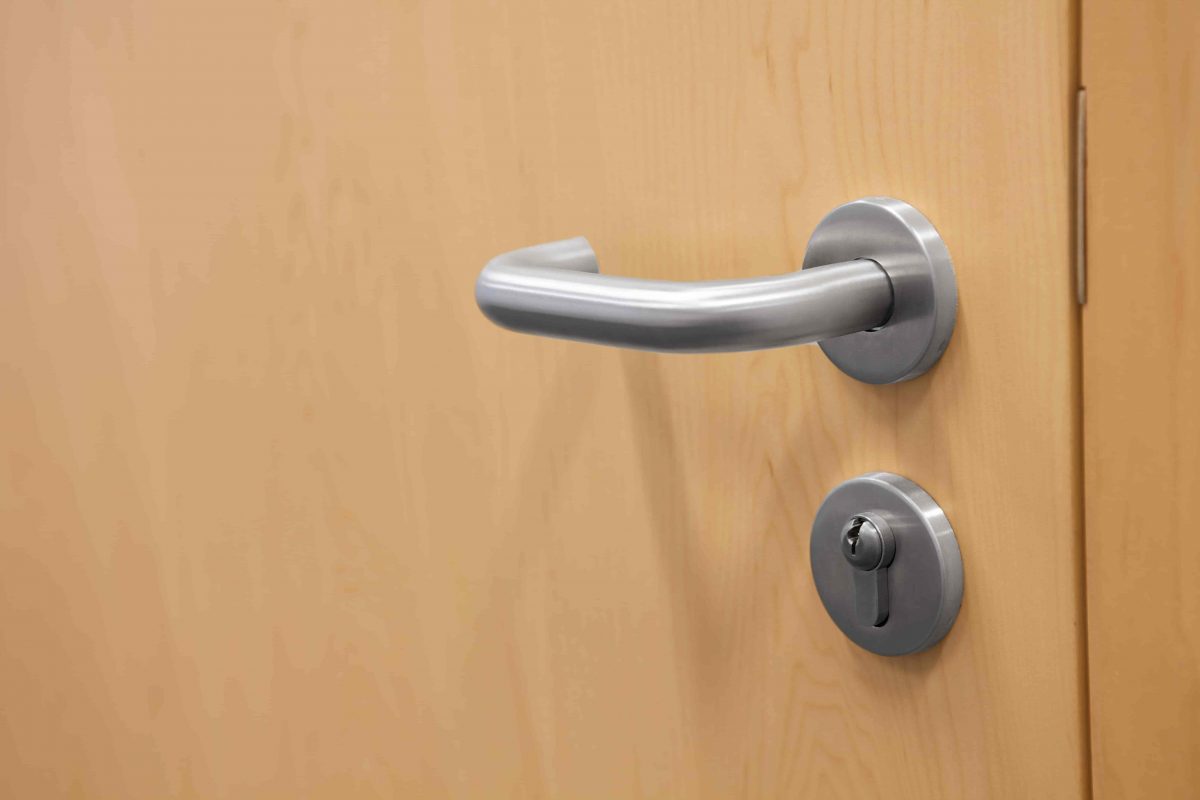 Closed door with doorknob